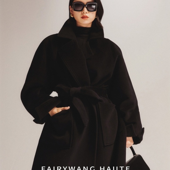 Gorgeous Wool Cashmere Black Coat - BRAND NEW - size S/M - Picture 12 of 16